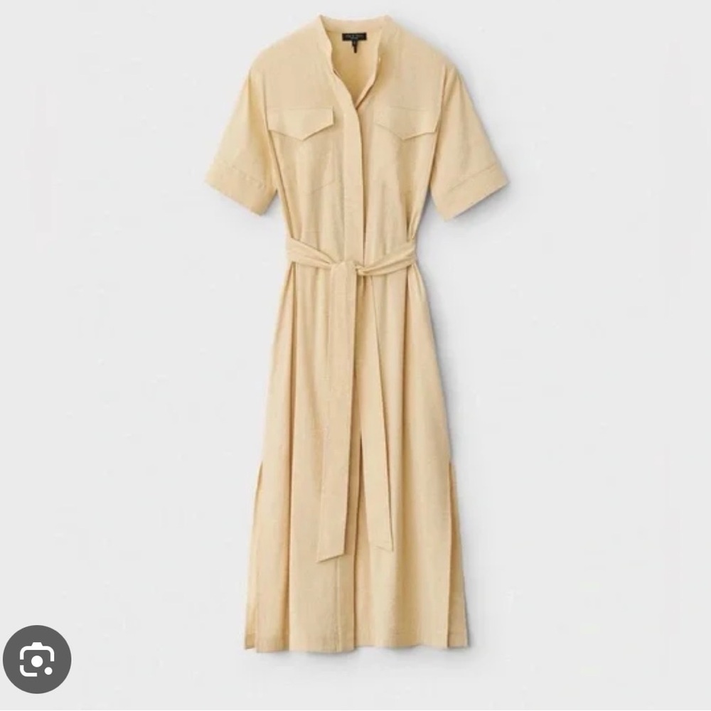 Rag and Bone SelmaShort-Sleeve Shirt Dress in Beige
